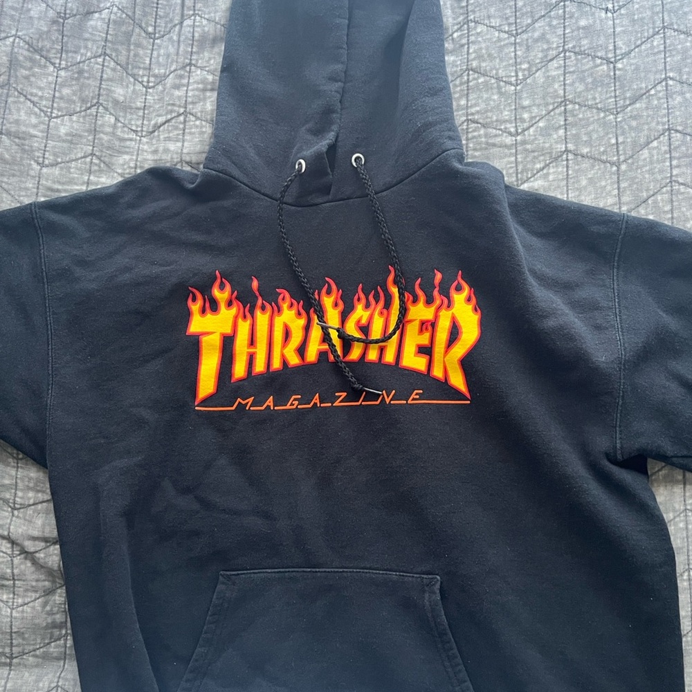 Thrasher Black Hoodie with Graphic Logo
